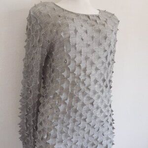 NWOT Grey Mesh Pointed Spiky Sculptural Sweater